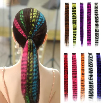 Удължаване на коса от пера, цветни синтетични косми, многоцветни режийни косата от пера, цветни права коса, за жени и момичета