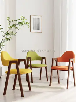 Скандинавски стол домашен прост модерен стол за хранене от плат за гърбовете на хотелски кафе, ютия изкуство A word хотелски стол