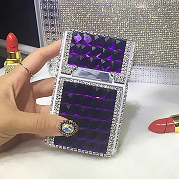 Магнитен портсигар с диаманти и USB-зажигалкой, пълен портсигар с диаманти, 20 портсигаров