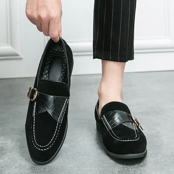 Нови мъжки Лоферы от велур Луксозни 2023, ежедневни обувки за мъже, обувки за лодки, мъжки Слипоны ръчно изработени обувки за шофиране, Мъжки Мокасини