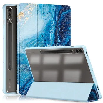 2023 Нов Калъф за Samsung Galaxy Tab S9 Plus FE 12,4 Инча SM-X810 X816B X818U, Акрилна Прозрачна делото с Държач за Моливи