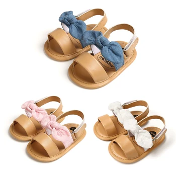 За новородените момичета, скъпа обувки с лък, сандали на не-хлъзгава подметка