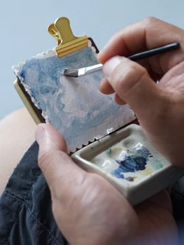 Сладка Мини-керамични цветова палитра, инструмент за рисуване на открито, Portable notepad за рисуване, инструменти за рисуване на керамика, ръчна изработка, арт подаръци
