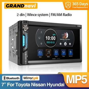 GRANDnavi 2din Авто Радио С тъчскрийн, Bluetooth Огледалната Връзка Mp5 Плейър 2 Din, USB Авторадио 71BT 7 