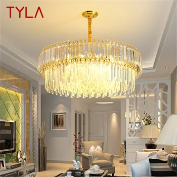 Луксозни полилеи TYLA Gold, Модерен кристална окачен лампа, домашен led лампа за декорация трапезария