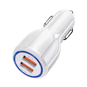 Зарядно за кола USB QC 3 0 5V 3 1A Универсален адаптер за бързо зареждане на мобилния телефон на Samsung с две USB конектори
