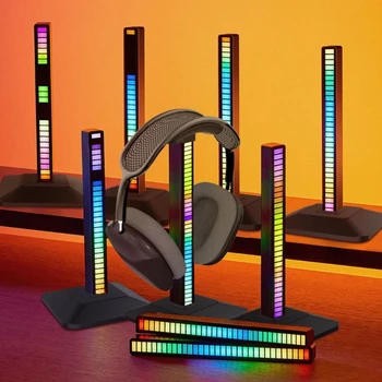Поставка за слушалки с RGB подсветка, Държач за слушалка, Поставка за съхранение на слушалки с пристанище TypeC, стойка за слушалки