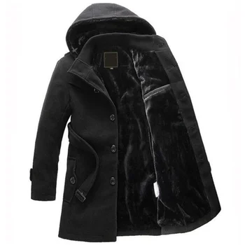 Гореща разпродажба, зимно палто, вълнена за мъжете, дълги секции, дебели топли вълнени палта, Мъжки Ежедневни яке casaco masculino palto peacoat, палто