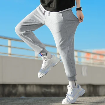 2023 Висококачествени Нови Модни Мъжки Памучни Всекидневни спортни панталони С еластичен Ластик На талията, Улични Панталони