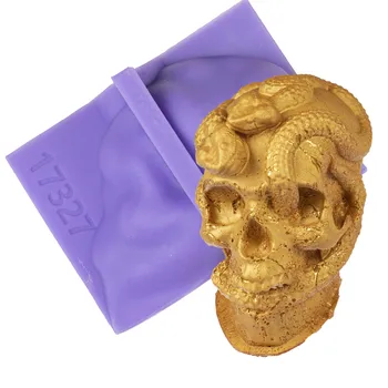 3D змия на главата на чудовището череп силиконова форма на diy свещ смола гипсова силиконова форма за декорация Хелоуин инструменти