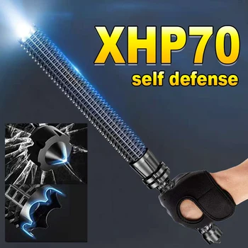 Най-ярко фенерче с бейзболна бухалка XHP70, батерия 18650, акумулаторна батерия led фенерче за търсене на средства за самозащита на открито, аварийно фенерче