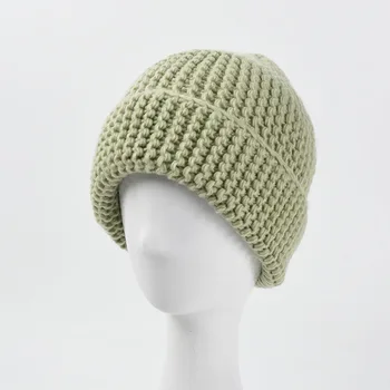 2023 Новата Унисекс Есенно-зимни однотонная проста вълнена шапка на Корейския производство с swirls от кожата Гуа, топъл пуловер, шапка,