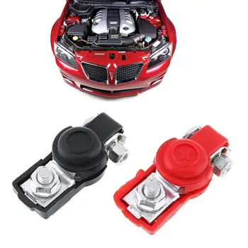 1 Чифт антикоррозийных метални автомобилни червено-черни проводници, клеми на батерията с винтови скоби, Универсални аксесоари за модификация на автомобила