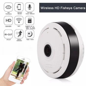 WiFi Мини камера Fisheye Панорамна 360-градусная IP камера Smart Home Security Protection Network ВИДЕОНАБЛЮДЕНИЕ Уеб камера за наблюдение