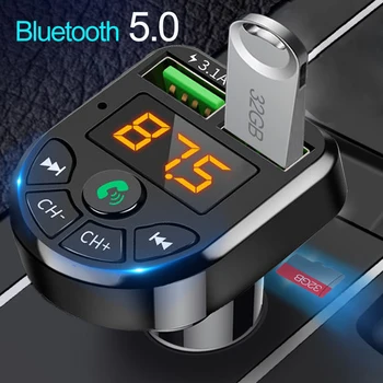 Автомобилен FM-предавател, безжична Bluetooth, 2 USB 5V/2.1 A И 1.0 A, зарядно устройство, MP3 плейър, хендсфри, автомобилен MP3 плейър с 2.4 Ghz-2,48 Ghz