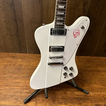 Електрическа китара Firebird Бял цвят, Хастар от палисандрово дърво Хромирани фитинги Благородна Китара Ra Безплатна доставка