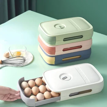 Нова кутия за съхранение на пресни яйца в хладилника разтегателен кухненски кутия за съхранение с капак може да се поставят заедно с кутия за сортиране на яйца тип 