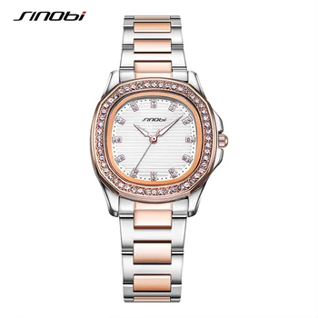 SINOBI, Хит на продажбите, ръчни часовници за жени, дамски часовници е от неръждаема стомана, златни часовници, ръчни часовници с диаманти, Кварцов часовник, Дамски часовници