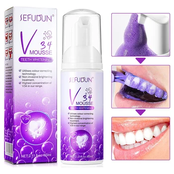 Серия V34 SEFUDUN Избелваща паста за зъби и Освежаваща дъха Премахва петна Хигиена на устната кухина Ефективно почиства се Грижат за зъбите Ново записване