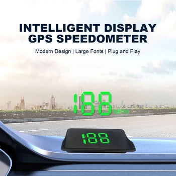 Автомобилни часовници с HUD дисплей, голям шрифт, автомобилен GPS-измерване на скоростта, проекторът на предното стъкло, Цифров измерител на скоростта на колата, автоаксесоари