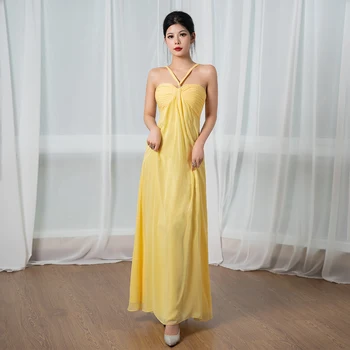 2023 Лятото женствена рокля за плаж, отдих, темперамент, френски нежен Силует, открита на въртене, жълто дълга рокля с открити рамене