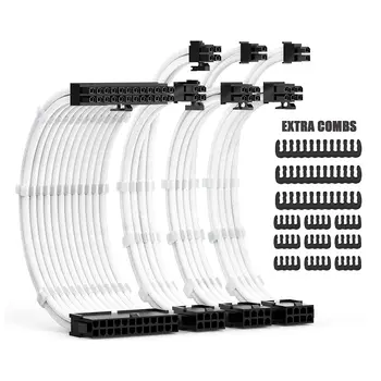 Комплект пълнители кабел за захранване от 30 см с кабелни пити Удължаване на захранващия кабел 24Pin 8Pin (4 + 4) 8Pin (6P + 2P) за захранване ATX