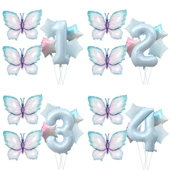 1 комплект балон от фолио с пеперуда, украса за рожден Ден момичета, аксесоари за парти в чест на рождения Ден на с пеперуда, Тема Принцеси, Заводные аксесоари за парти