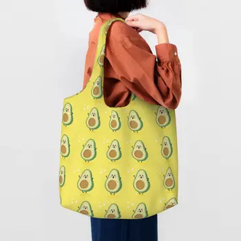 Чанта За Пазаруване с Шарени Авокадо, Дамски холщовая чанта-тоут, преносими чанти за пазаруване с плодове, веганские продукти, чанти за пазаруване, чанта