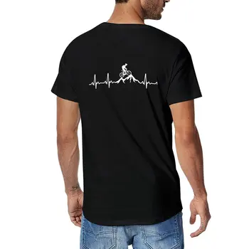 Нов планински велосипед Heartbeat Забавна тениска МТБ Dirt Bike, тениски с графични щампи, мъжки ризи