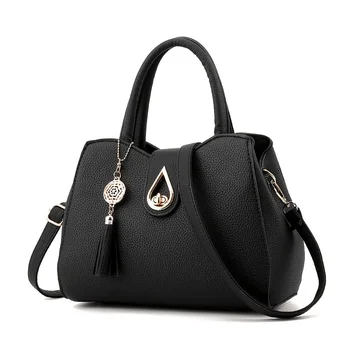 Дамски класически чанта-тоут от изкуствена кожа, минималистичная bag-чанта с цип на замъка и за декорация на кичури