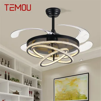 Вентилатор на тавана TEMOU, лампа в Модерна всекидневна, Невидим вентилатор, Лампа, Модерен И лесен Ресторант, Спалня
