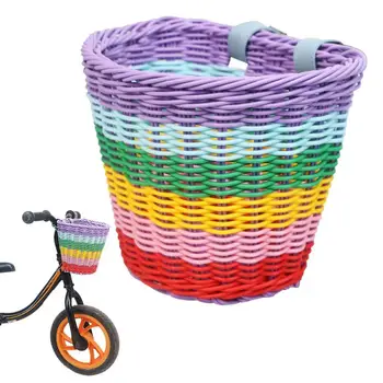 Ракита, кошница за велосипед, Цветни Плетени Велосипедна кошница за бебе, Количка за съхранение на кормилото на велосипеда, Водоустойчив Мотор кошница в стил кънтри