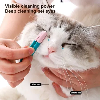 Препарати за кучета и котки Мека Ръчна четка за изсушаване на окото на домашни любимци от петна от сълзи, четка за грижа за очите, инструменти за почистване на домашни любимци, аксесоари за котки