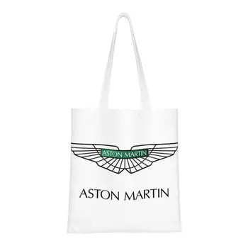 Чанта за автогонщика Астън мартин за пазаруване в хранителни магазини, холщовые чанти-тоут с модерен принтом, по-Голямата голям здрава чанта