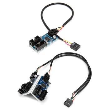 Дънна платка USB 9-пинов конектор за Удължител на кабела-Сплитер Hub Жак Адаптер