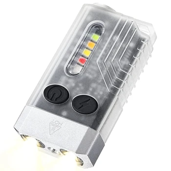 1 Бр. Мини led фенерче-ключодържател, акумулаторна батерия джоб фенерче, малко мощен фенер IPX4 с 14 режими