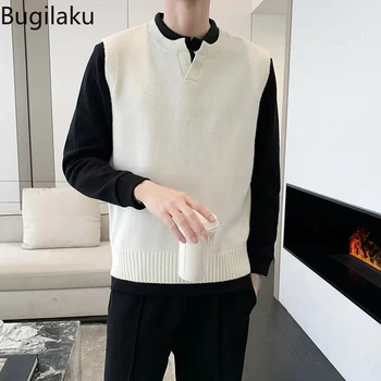 Пуловер Bugilaku 2023, новата пролетно-есенна тенденция риза без ръкави, мъжки пуловер пуловер
