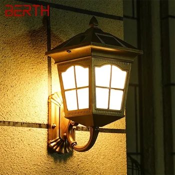 Улични слънчеви стенни аплици led подсветка IP65, модерна лампа за декорация на верандата на къщата