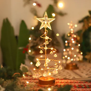 Кристален Елха, Коледно Дърво, нощна светлина, led Окачен Настолна Лампа, Коледна Украса за дома, С лампа