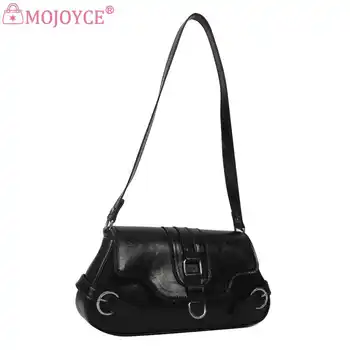 Модерна Дамска чанта през рамо, однотонная, Y2K, Модерна чанта за момичета, Изкуствена кожа, Всекидневни женски чантата за пазаруване и за Всеки ден