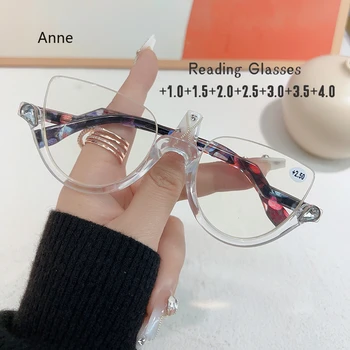 Дамски Кристални Очила за Четене в Рамки, Модни Очила за старческо с кошачьими очи, Европа и Америка, Блокиране на Синя светлина, Очила gafas