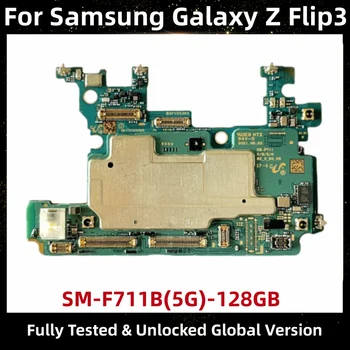Дънна платка за Samsung Galaxy Z Flip 3, Оригиналната дънната платка, Чиста логическа такса Версия за ЕС, 128 GB, SM-F711B