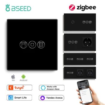 BSEED Преминете Рольставен Zigbee Smart Light Стенни Ключове Електрически Щори С Поддръжка на контакти EU Sasha Smart Life Алекса