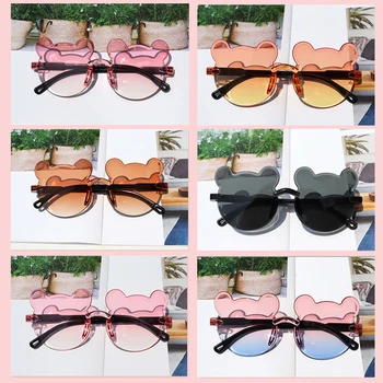 Летни Модни Прекрасни Слънчеви очила без рамки, с Анимационни Мечка UV400 за Деца, Модни Слънчеви очила за момичета и момчета, Градиентные очила