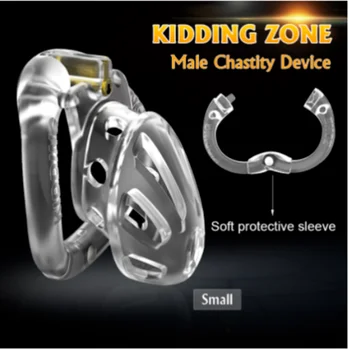 Manyjoy Открываемая Пластмасова мъжка Клетка на Целомъдрието, комплект устройства за девствеността си с пръстен 4 размера CB Lock, пръстен за пенис, отдушник, Секс играчки за мъже, гей