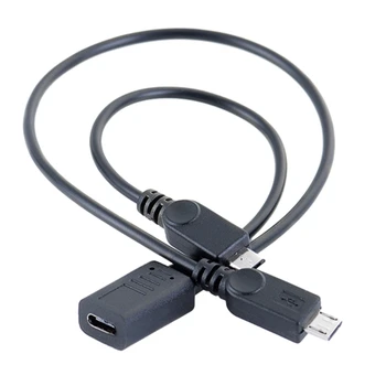2 в 1 Конектор Тип C за свързване към кабел Micro USB Кабел за мобилен телефон Сплитер за двете устройства Адаптер Micro USB C за Телефон