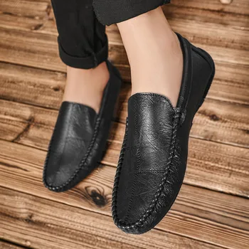 Модерен Бизнес Мъжки Лоферы от естествена кожа 2023, Мъжки Мокасини, Дизайнерски Мъжки Ежедневни Официалната ръчно изработени Обувки без Закопчалка, Мъжки Обувки-Лодка