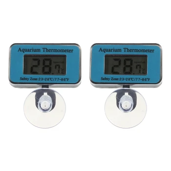 2X Аквариум/Аквариум за риби, Потопяема Водоустойчив цифров LCD термометър