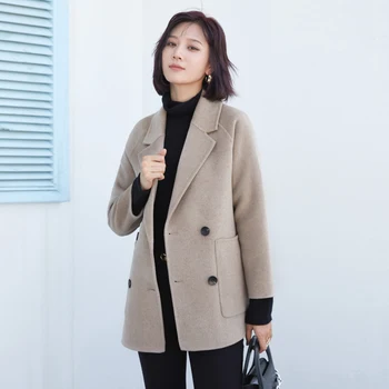 Дамско палто от 100% вълна, е новост 2023, дамски якета с дълги ръкави, зимни дамски дрехи