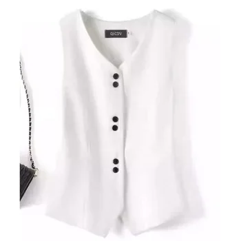 Пролетно-летен костюм 2023, Жилетка, Кратък Жена Жилетка с Заколкой под формата на Пони, Тънка яке на раменете, Бяла риза в тон